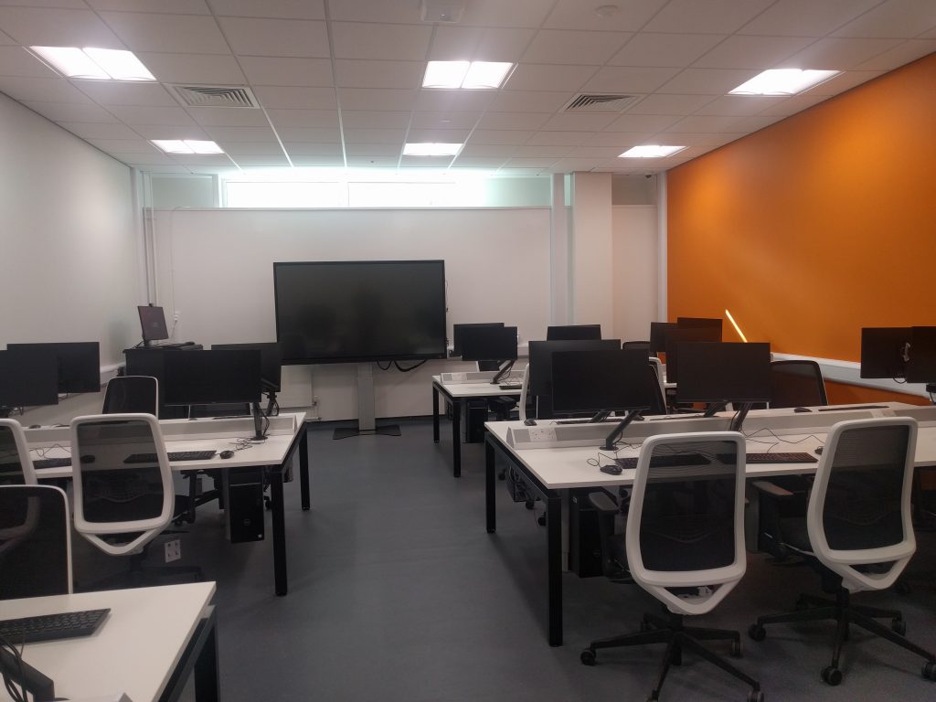 Classroom in the new Cardiff School of Technologies